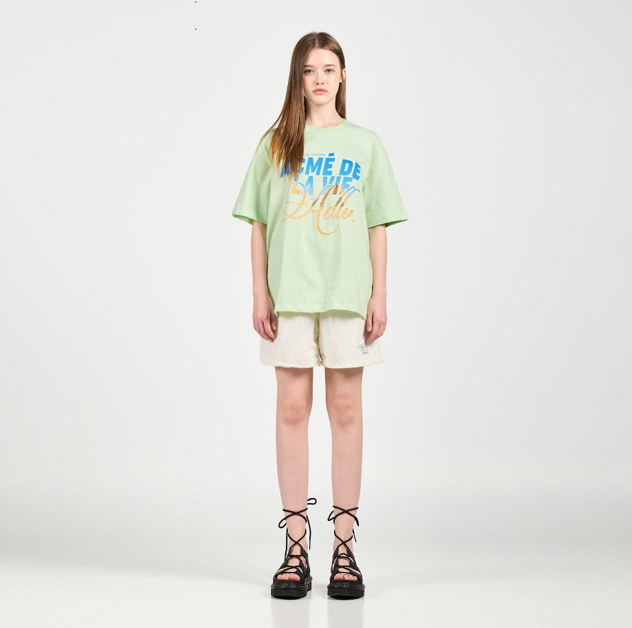 アクメドラビ(acme' de la vie) BACKGROUND LOGO SHORT SLEEVE T-SHIRT MINT