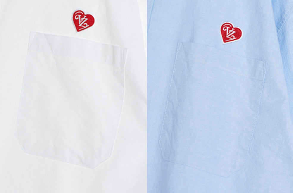 VARZAR(バザール) Heart Logo Oxford Over Fit Half Shirts (3color)