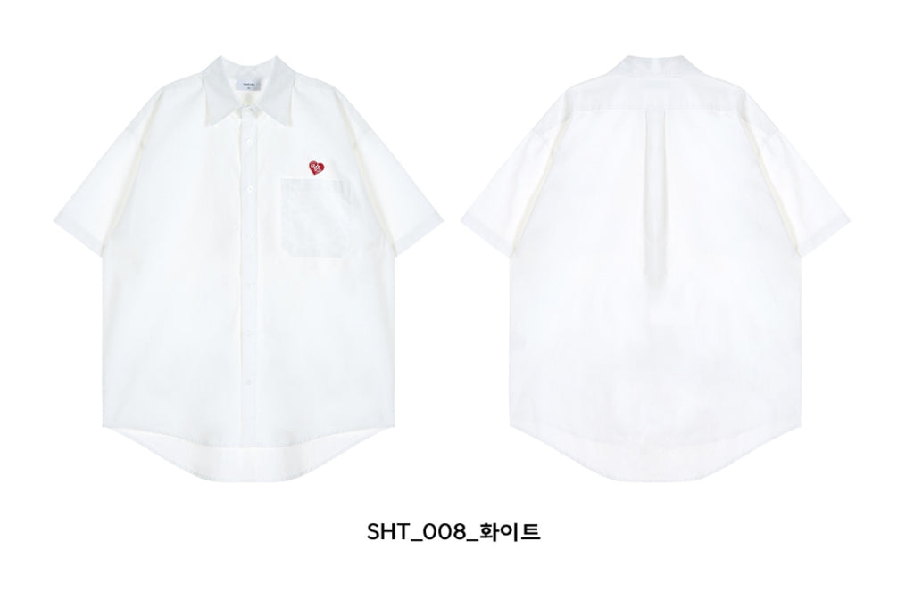 VARZAR(バザール) Heart Logo Oxford Over Fit Half Shirts (3color)