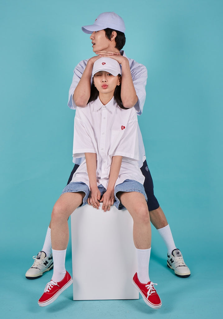 VARZAR(バザール) Heart Logo Oxford Over Fit Half Shirts (3color)