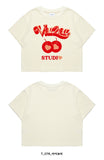 VARZAR(バザール) Twin Apple Heart Crop T-Shirts (2color)