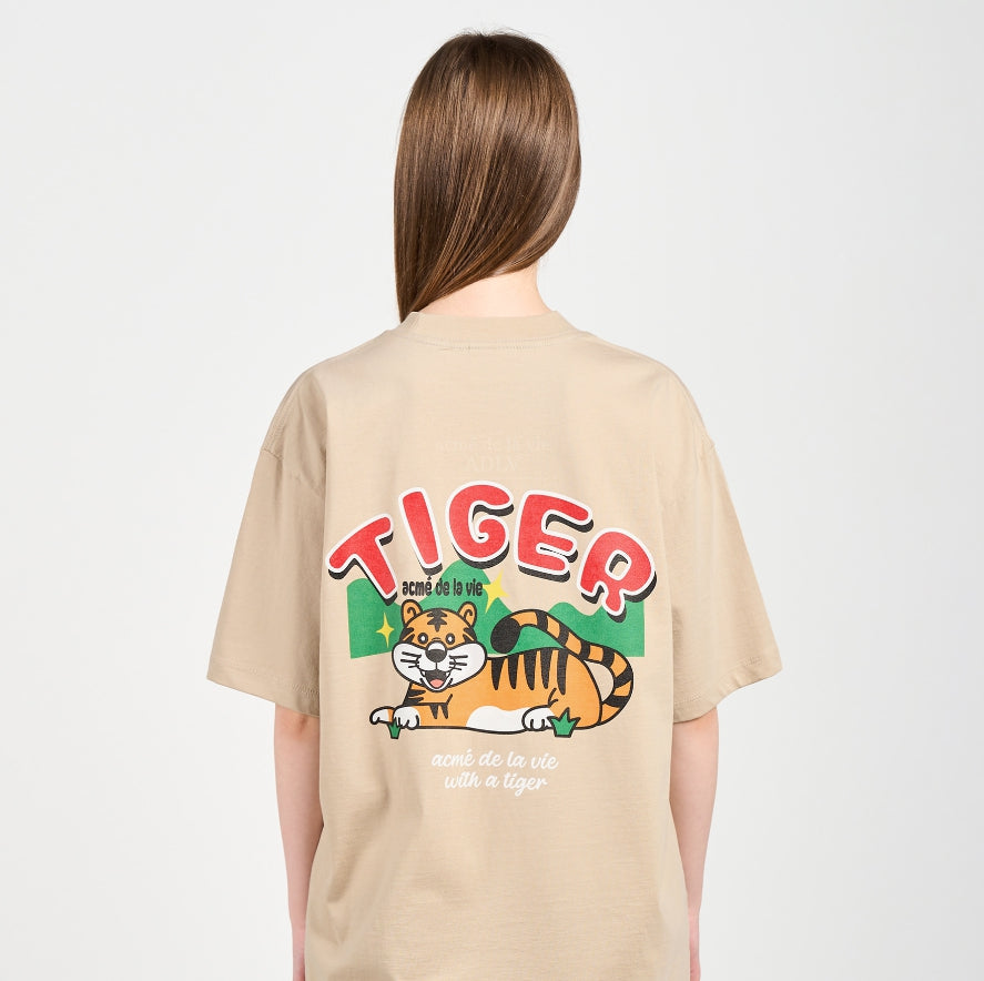 アクメドラビ(acme' de la vie) MOUNTAIN TIGER SHORT SLEEVE T-SHIRT BEIGE