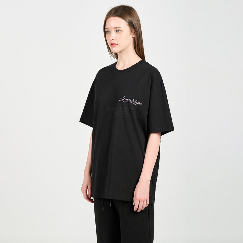 アクメドラビ(acme' de la vie) PEARL PRINTING LOGO SHORT SLEEVE T-SHIRT BLACK