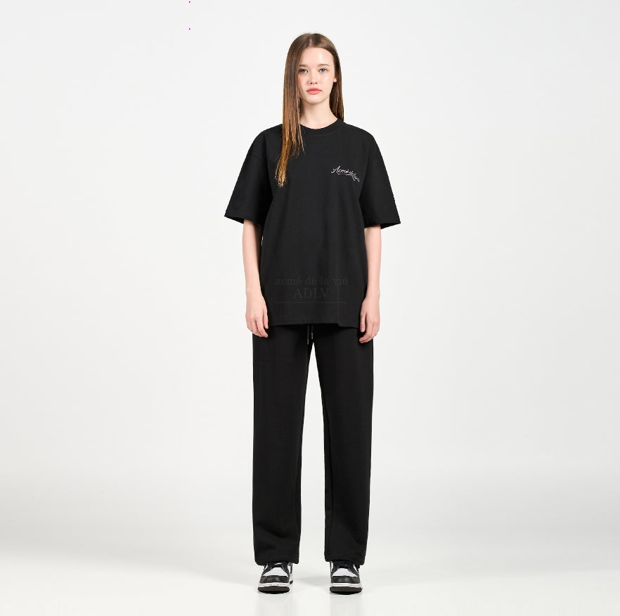 アクメドラビ(acme' de la vie) PEARL PRINTING LOGO SHORT SLEEVE T-SHIRT BLACK