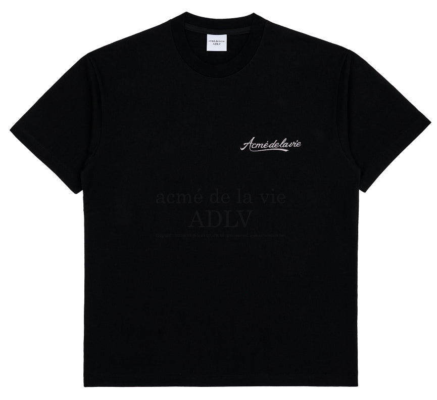 アクメドラビ(acme' de la vie) PEARL PRINTING LOGO SHORT SLEEVE T-SHIRT BLACK