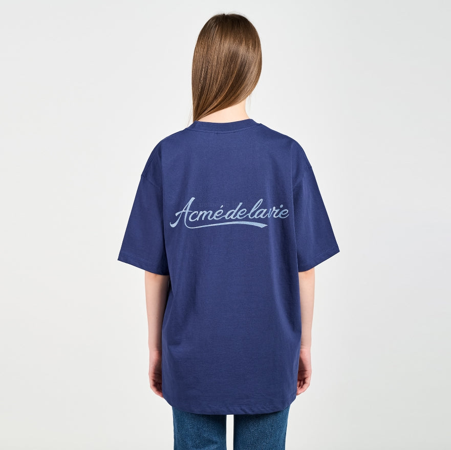 アクメドラビ(acme' de la vie) PEARL PRINTING LOGO SHORT SLEEVE T-SHIRT NAVY