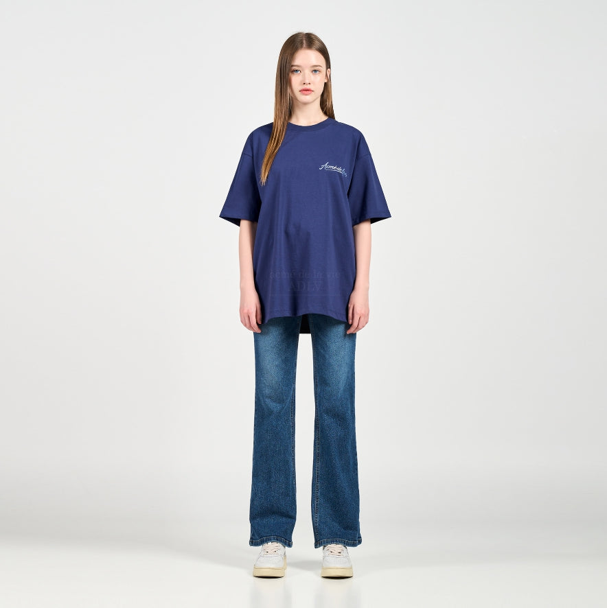 アクメドラビ(acme' de la vie) PEARL PRINTING LOGO SHORT SLEEVE T-SHIRT NAVY