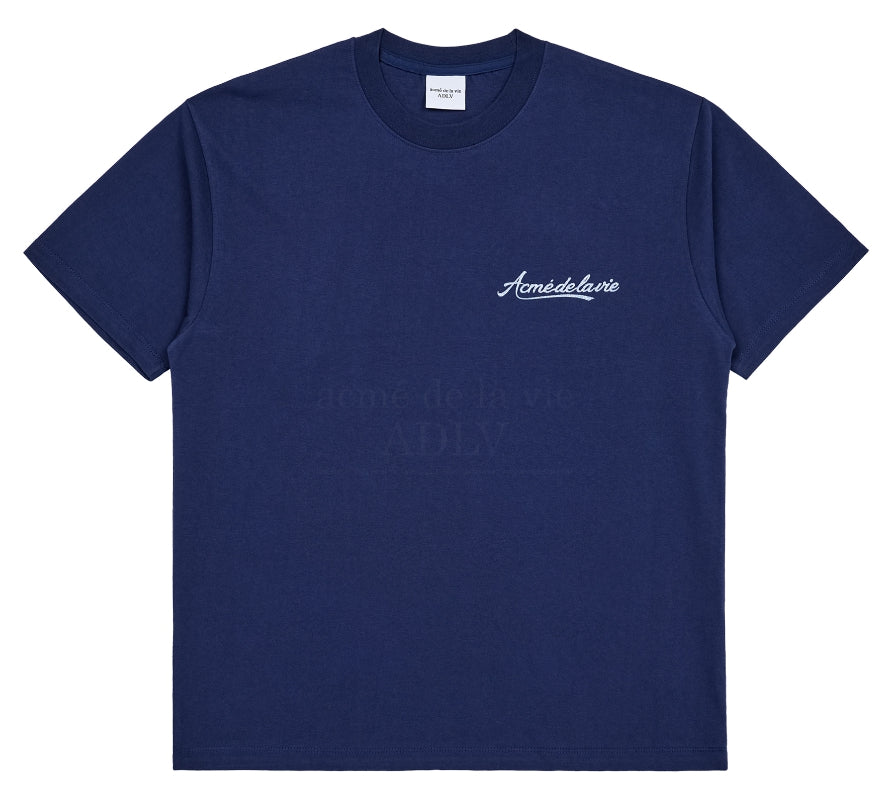 アクメドラビ(acme' de la vie) PEARL PRINTING LOGO SHORT SLEEVE T-SHIRT NAVY