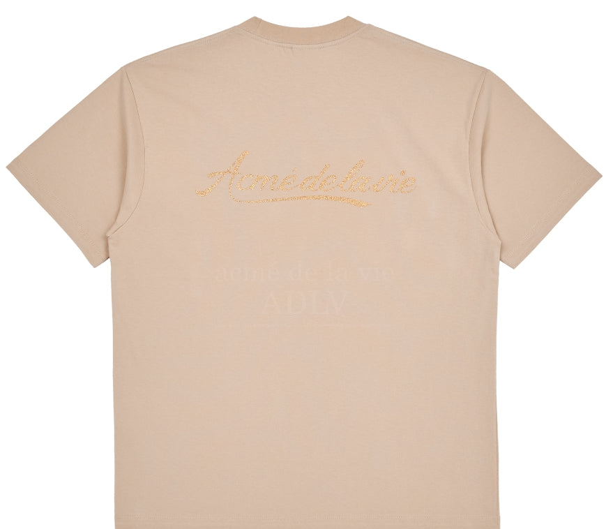 アクメドラビ(acme' de la vie) PEARL PRINTING LOGO SHORT SLEEVE T-SHIRT BEIGE