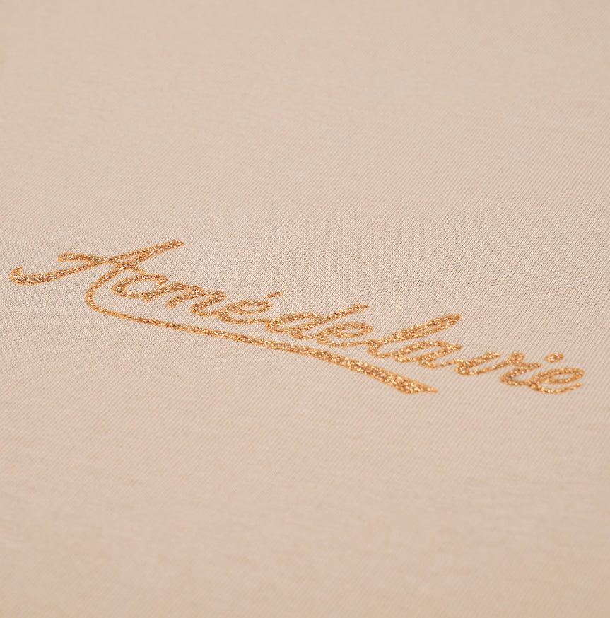 アクメドラビ(acme' de la vie) PEARL PRINTING LOGO SHORT SLEEVE T-SHIRT BEIGE