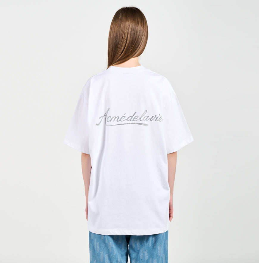 アクメドラビ(acme' de la vie) PEARL PRINTING LOGO SHORT SLEEVE T-SHIRT WHITE