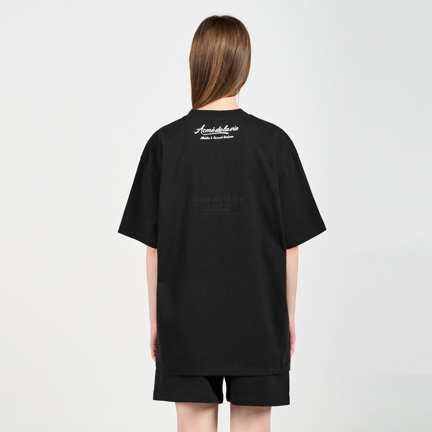 アクメドラビ(acme' de la vie) GEL PRINTING LOGO SHORT SLEEVE T-SHIRT BLACK