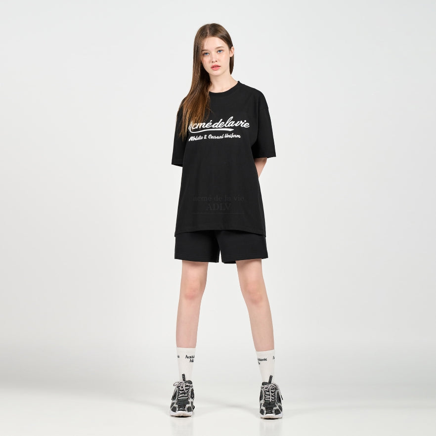アクメドラビ(acme' de la vie) GEL PRINTING LOGO SHORT SLEEVE T-SHIRT BLACK