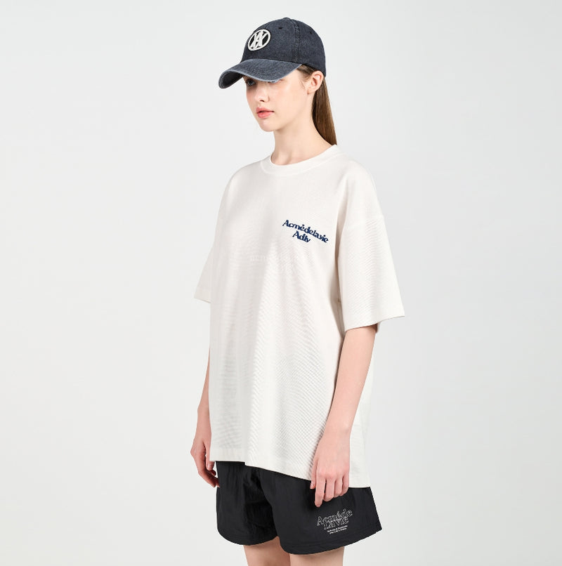 アクメドラビ(acme' de la vie) ROUNDING LOGO WAFFLE SHORT SLEEVE T-SHIRT WHITE