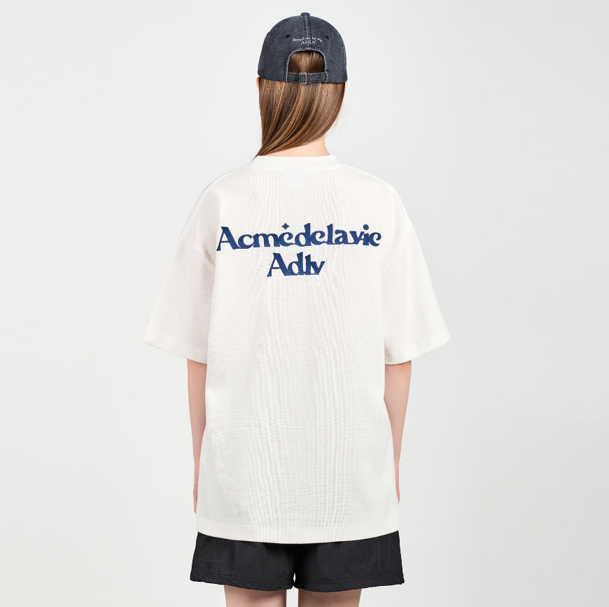 アクメドラビ(acme' de la vie) ROUNDING LOGO WAFFLE SHORT SLEEVE T-SHIRT WHITE