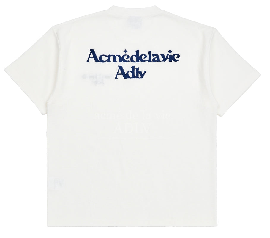 アクメドラビ(acme' de la vie) ROUNDING LOGO WAFFLE SHORT SLEEVE T-SHIRT WHITE