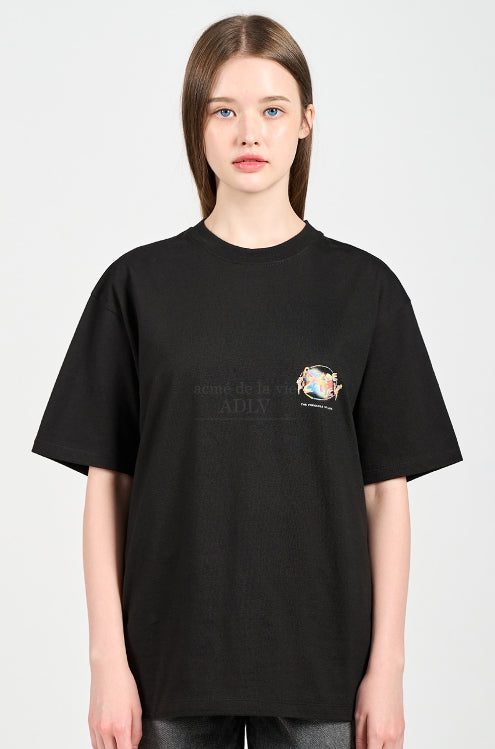 アクメドラビ(acme' de la vie) GRADATION CRAYON LOGO SHORT SLEEVE T-SHIRT BLACK