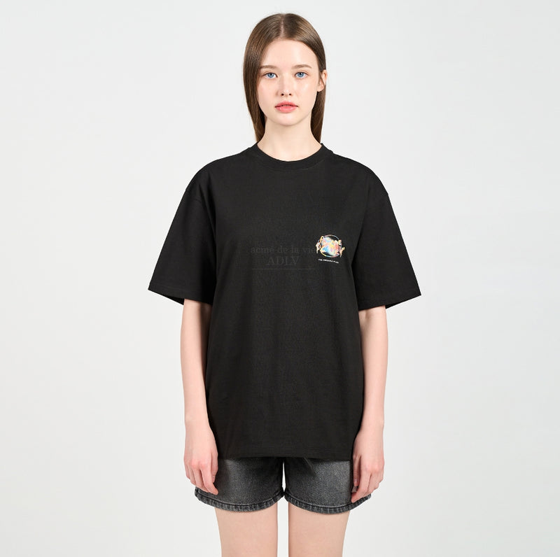 アクメドラビ(acme' de la vie) GRADATION CRAYON LOGO SHORT SLEEVE T-SHIRT BLACK