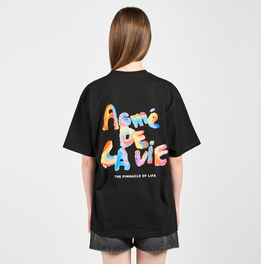 アクメドラビ(acme' de la vie) GRADATION CRAYON LOGO SHORT SLEEVE T-SHIRT BLACK