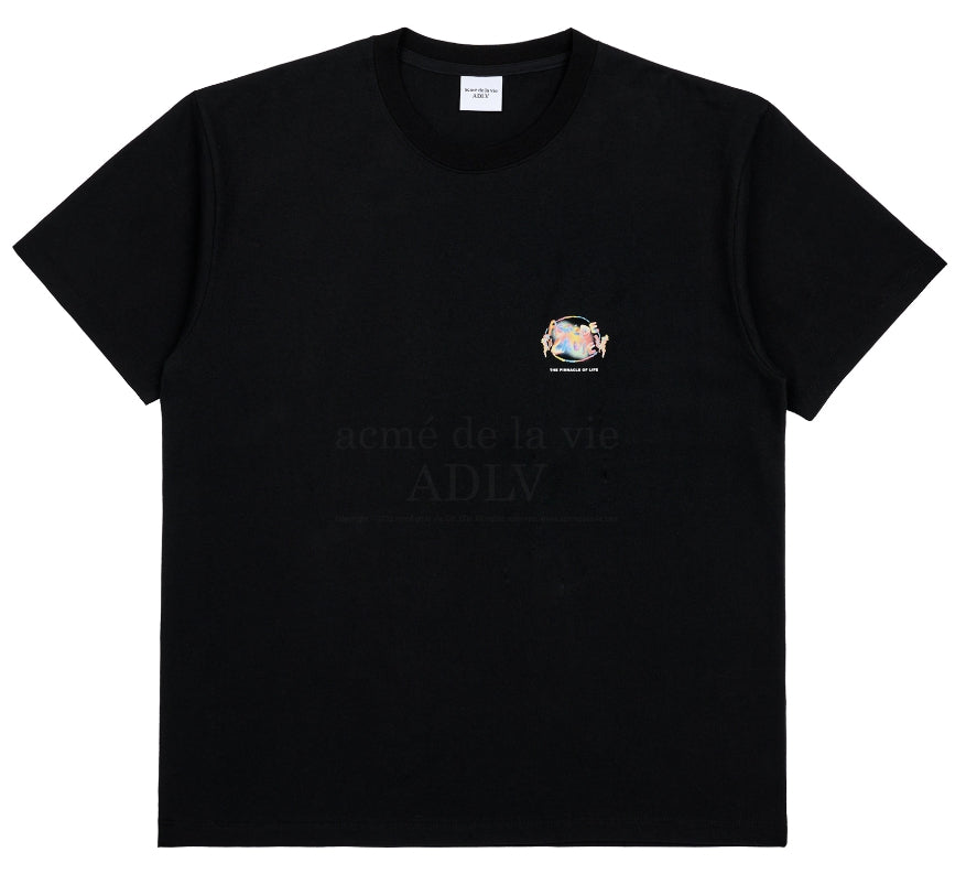 アクメドラビ(acme' de la vie) GRADATION CRAYON LOGO SHORT SLEEVE T-SHIRT BLACK