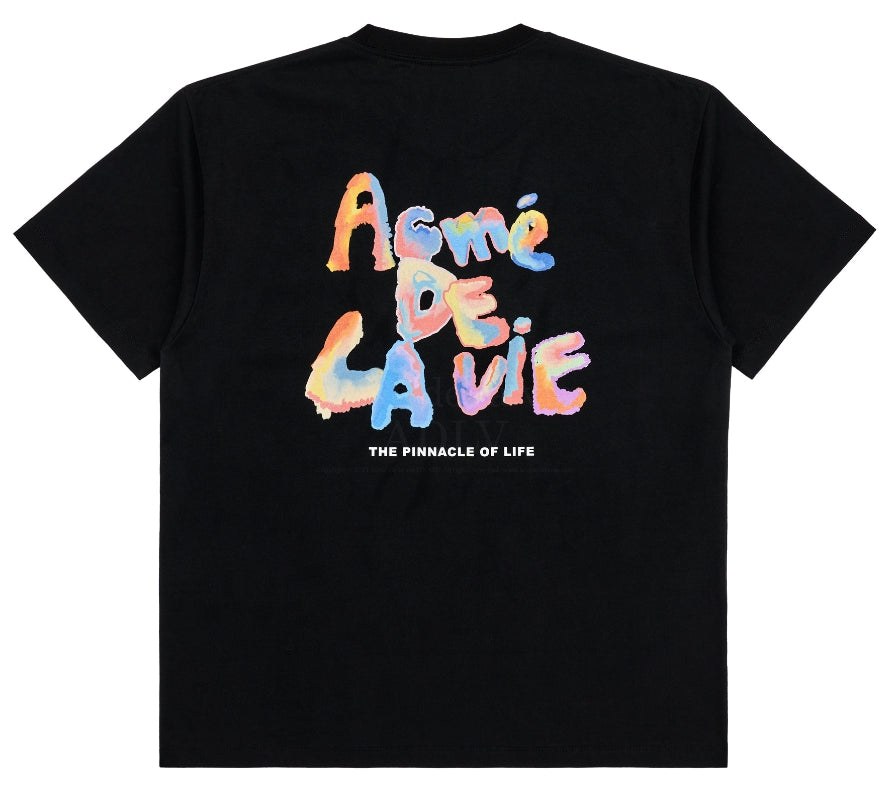 アクメドラビ(acme' de la vie) GRADATION CRAYON LOGO SHORT SLEEVE T-SHIRT BLACK