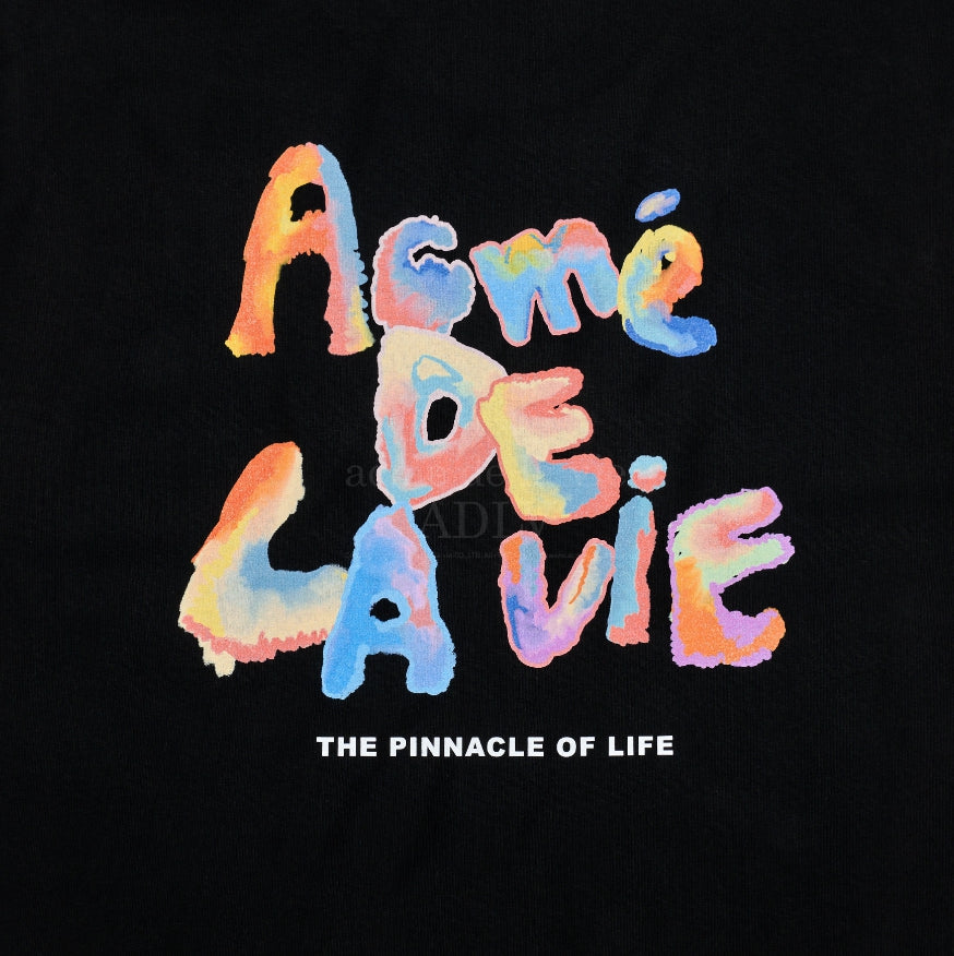 アクメドラビ(acme' de la vie) GRADATION CRAYON LOGO SHORT SLEEVE T-SHIRT BLACK
