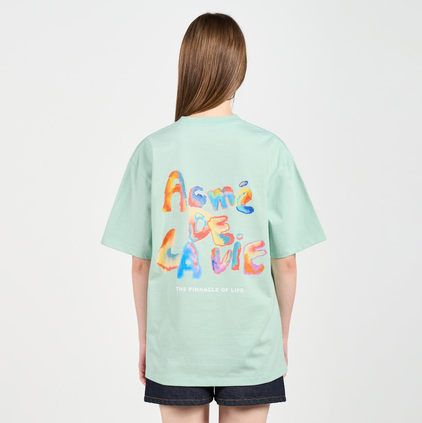 アクメドラビ(acme' de la vie) GRADATION CRAYON LOGO SHORT SLEEVE T-SHIRT MINT