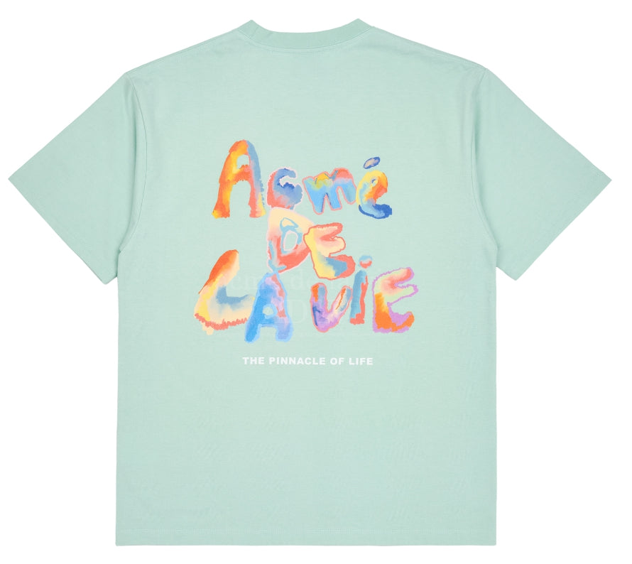 アクメドラビ(acme' de la vie) GRADATION CRAYON LOGO SHORT SLEEVE T-SHIRT MINT