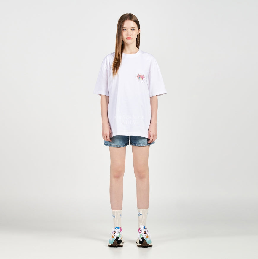 アクメドラビ(acme' de la vie) GRADATION CRAYON LOGO SHORT SLEEVE T-SHIRT WHITE