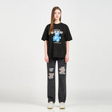 アクメドラビ(acme' de la vie) BLUE TEDDY BEAR SHORT SLEEVE T-SHIRT BLACK