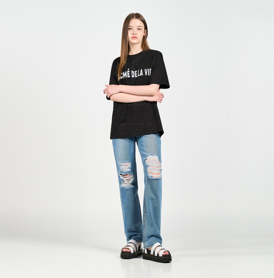 アクメドラビ(acme' de la vie) 3D CHROME LOGO SHORT SLEEVE T-SHIRT BLACK