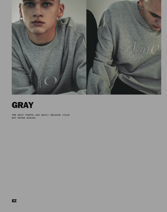 EZKATON (エズカートン) Satin Logo Sweatshirt Gray JJMT6612