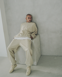 EZKATON (エズカートン) Satin Logo Sweatshirt Gray Beige JJMT6612