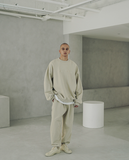 EZKATON (エズカートン) Satin Logo Sweatshirt Gray Beige JJMT6612