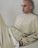 EZKATON (エズカートン) Satin Logo Sweatshirt Gray Beige JJMT6612