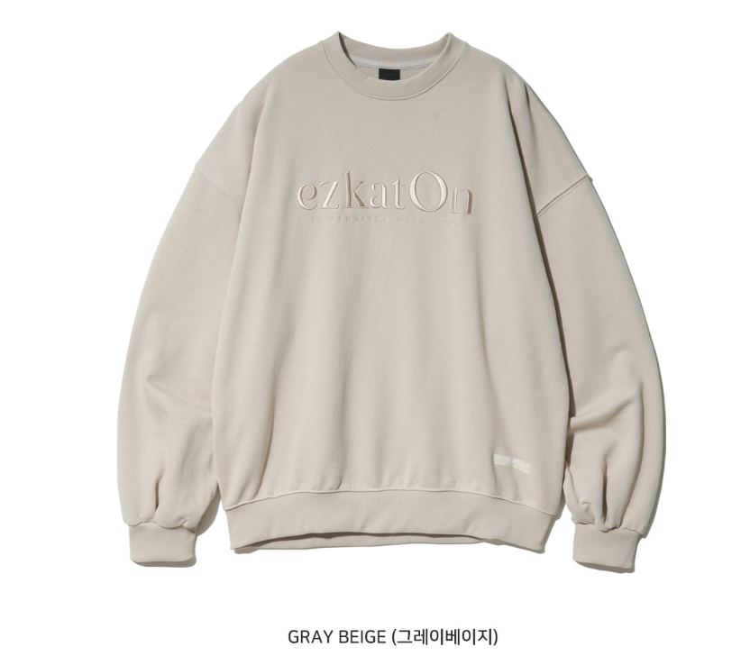 EZKATON (エズカートン) Satin Logo Sweatshirt Gray Beige JJMT6612