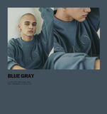 EZKATON (エズカートン) Satin Logo Sweatshirt Blue Gray JJMT6612