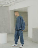 EZKATON (エズカートン) Satin Logo Sweatshirt Blue Gray JJMT6612