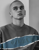 EZKATON (エズカートン) Satin Logo Sweatshirt Blue Gray JJMT6612