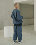 EZKATON (エズカートン) Satin Logo Sweatshirt Blue Gray JJMT6612