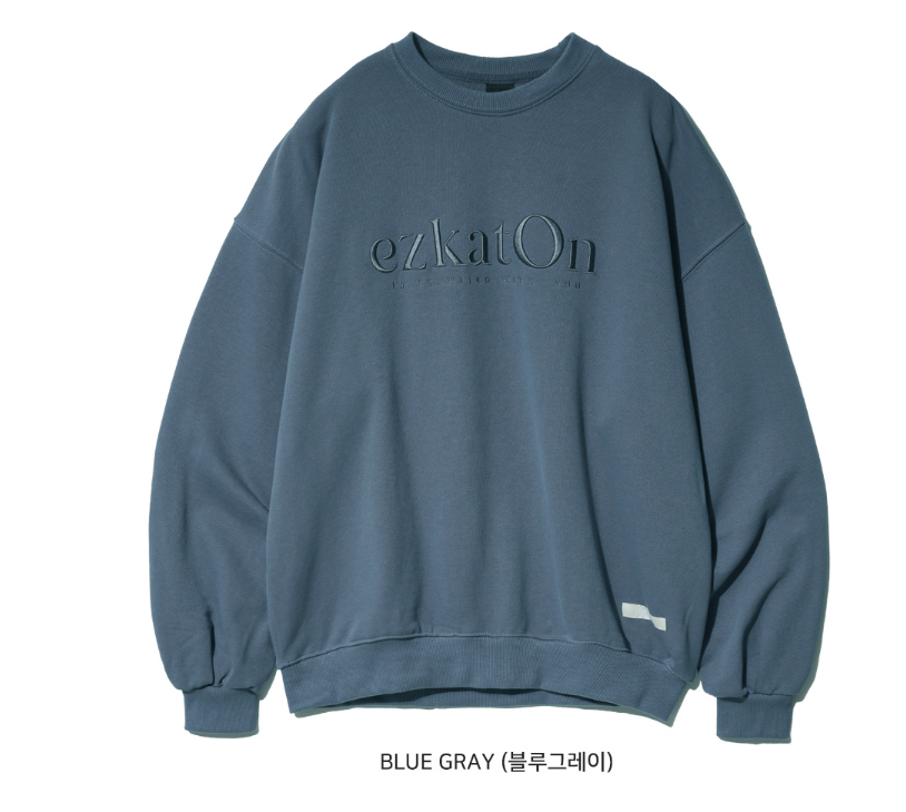 EZKATON (エズカートン) Satin Logo Sweatshirt Blue Gray JJMT6612