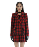 curetty (キュリティー) C CHECKED DOUBLE BUTTON JACKET_RED