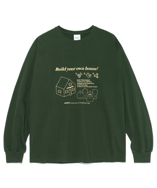 mahagrid (マハグリッド)     PAPER HOUSE LS TEE GREEN(MG2CFMT558A)