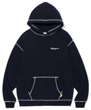 mahagrid (マハグリッド)     CONTRAST STITCH HOODIE NAVY(MG2CFMM427A)