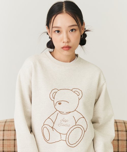 AQO_studiospace(アコスタジオスペース)      PUPPY BEAR SWEATSHIRTS OATMEAL