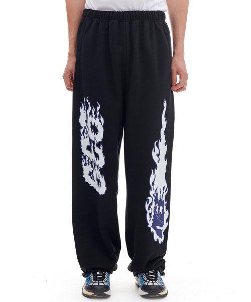 ARCHIVE BOLD (アーカイブボールド) BURNING SWEAT PANTS (BLACK)
