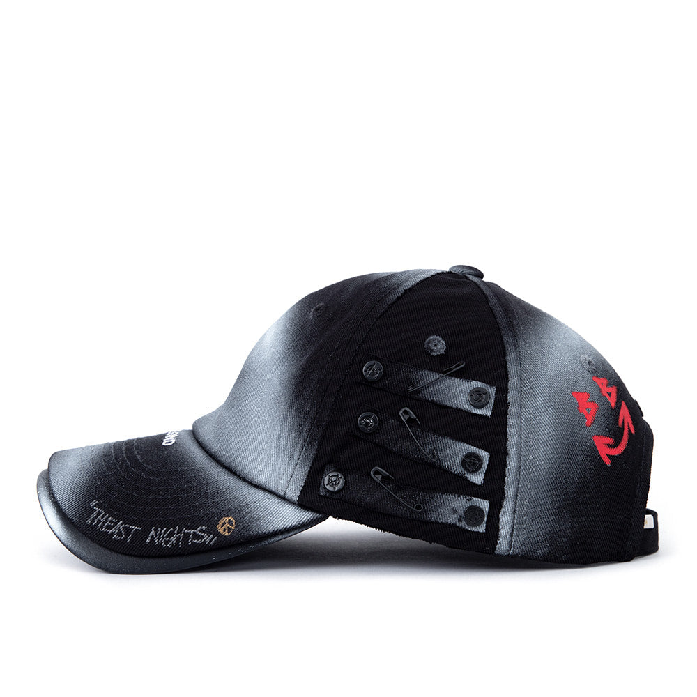 ブラックブロンド(BLACKBLOND) BBD Theast Sprayed Custom Double Visor Cap (Black)