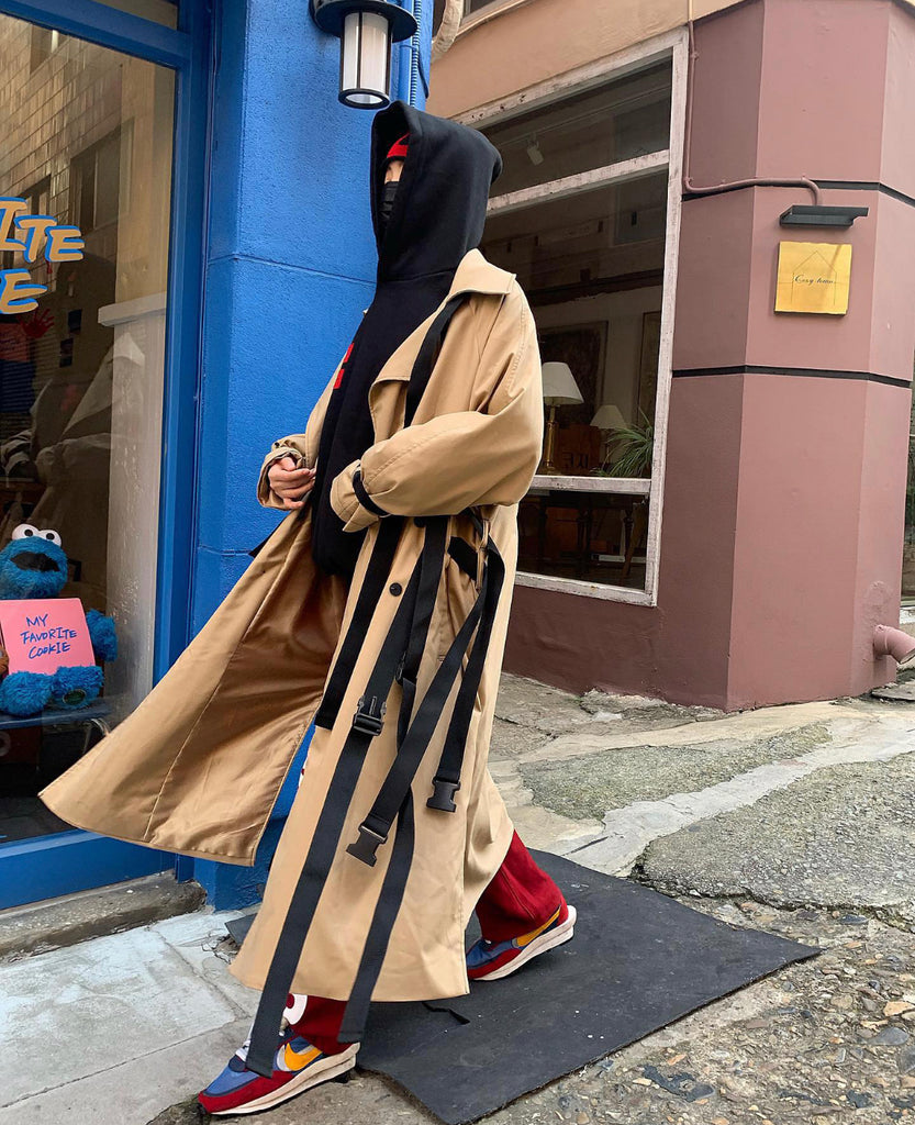 トレンディウビ(Trendywoobi) brown 3rope strap trenchcoat