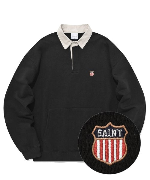 セイントペイン(SAINTPAIN)    SP SAINT RUGBY SWEAT SHIRTS-BLACK