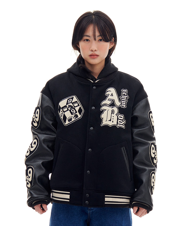 ARCHIVE BOLD (アーカイブボールド) CHESS VARSITY JACKET (BLACK)